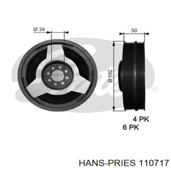 Шків колінвала (демпфер ) Hans Pries (Topran) 110717 ціна, від 55.60 USD