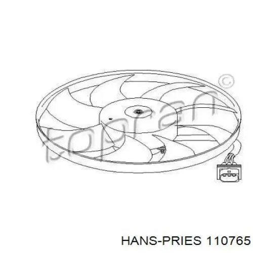 Електровентилятор охолодження в зборі (двигун + крильчатка) 110765 Hans Pries (Topran)