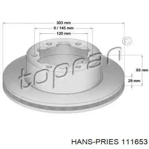 111653 Hans Pries (Topran) Дискові гальма