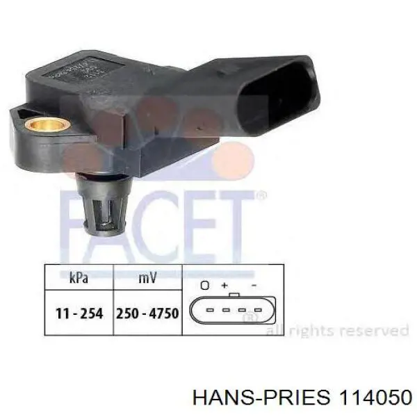 Купити 114050 Hans Pries (Topran) Датчик тиску вихлопних газів