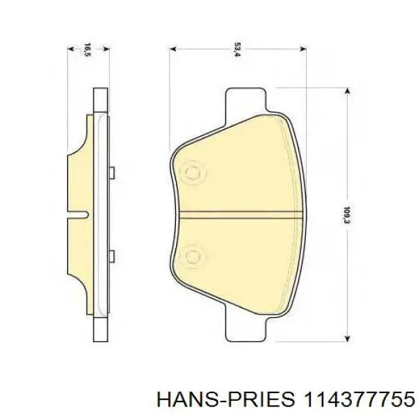 Задні гальмівні колодки Hans Pries (Topran) 114377755 ціна, від 18.55 USD