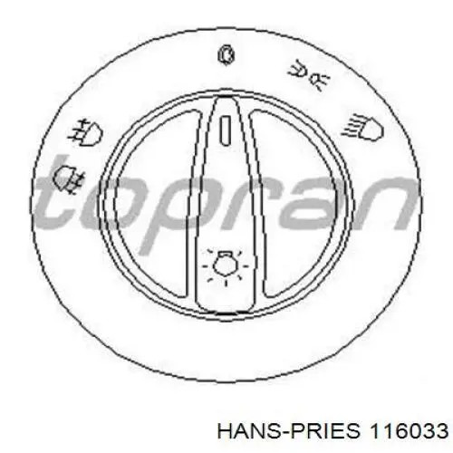 Кнопка вмикання двигуна склопідіймача задня 116033 Hans Pries (Topran)