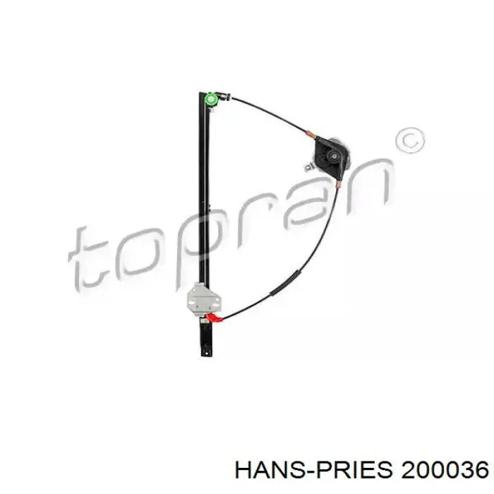 Механізм склопідіймача двері передньої, правої 200036 Hans Pries (Topran)