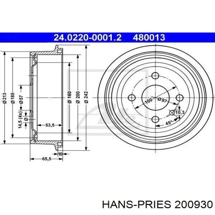 Барабан гальмівний задній Hans Pries (Topran) 200930 ціна, від 20.10 USD