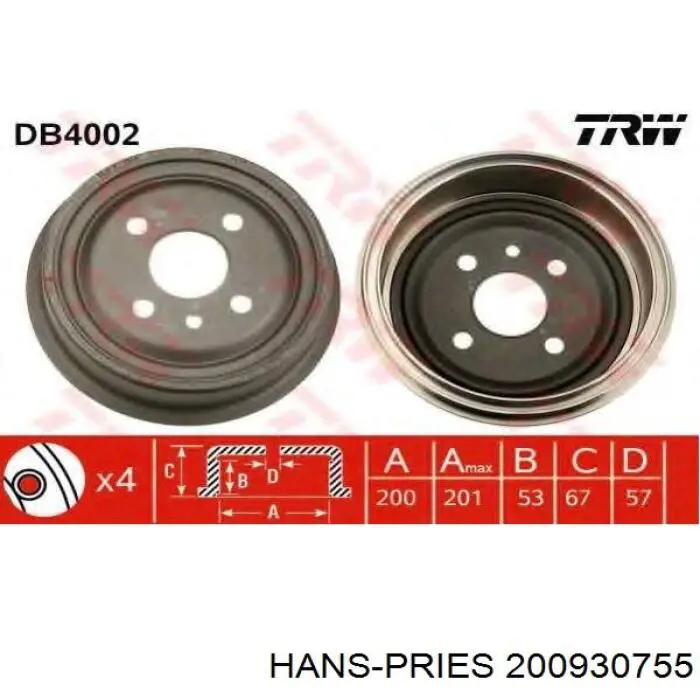 200930755 Hans Pries (Topran) Барабан гальмівний задній