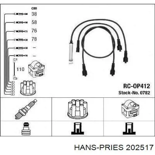 Дріт високовольтні, комплект 202517 Hans Pries (Topran)