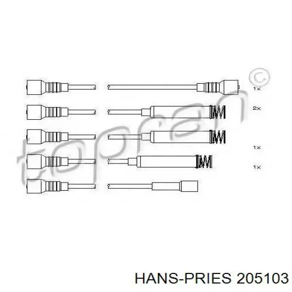 Дріт високовольтні, комплект 205103 Hans Pries (Topran)