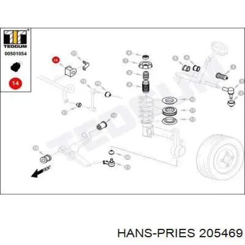 205469 Hans Pries (Topran) Втулка стабілізатора переднього