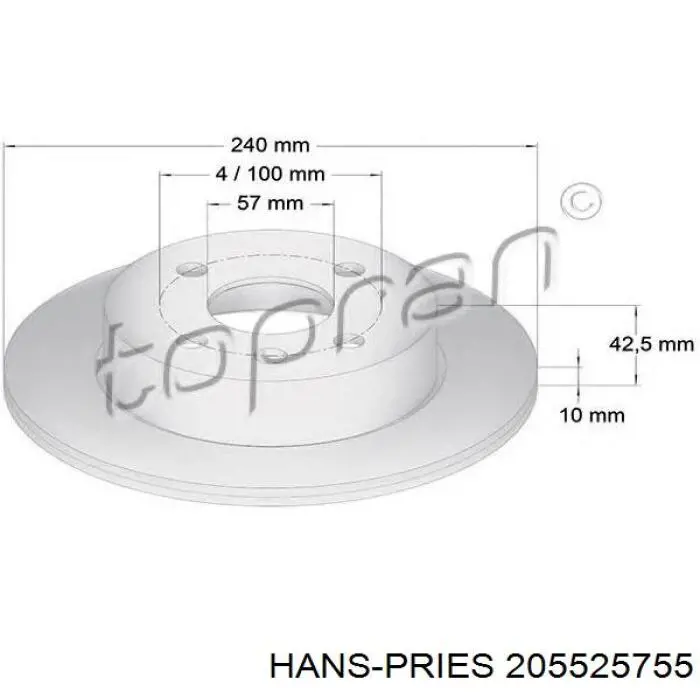 Гальмівні диски 205525755 Hans Pries (Topran)