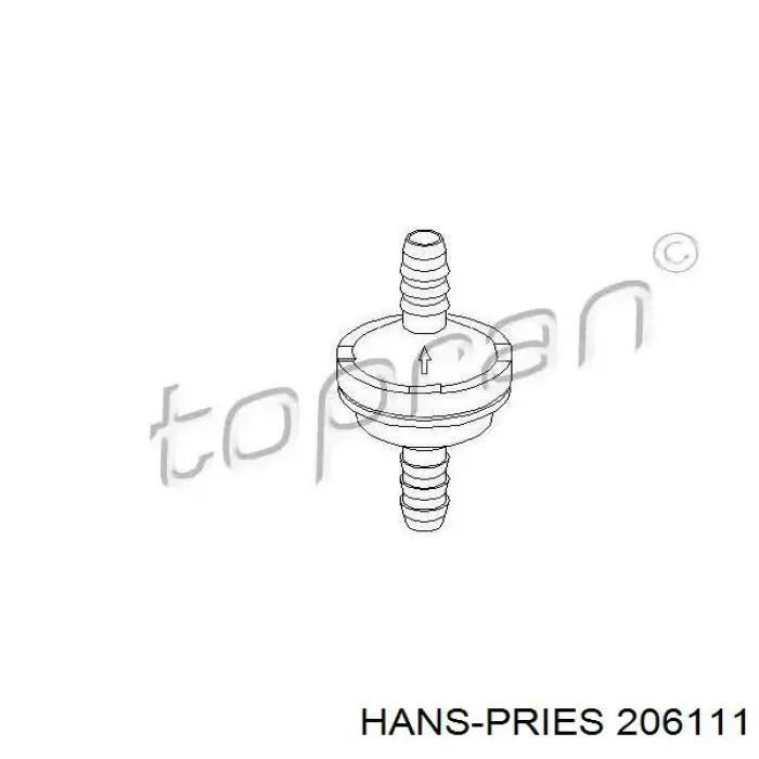 Клапан гальмівної системи Hans Pries (Topran) 206111 ціна, від 2.73 USD