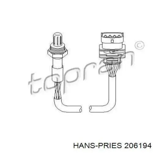 Лямбдазонд, датчик кисню до каталізатора 206194 Hans Pries (Topran)