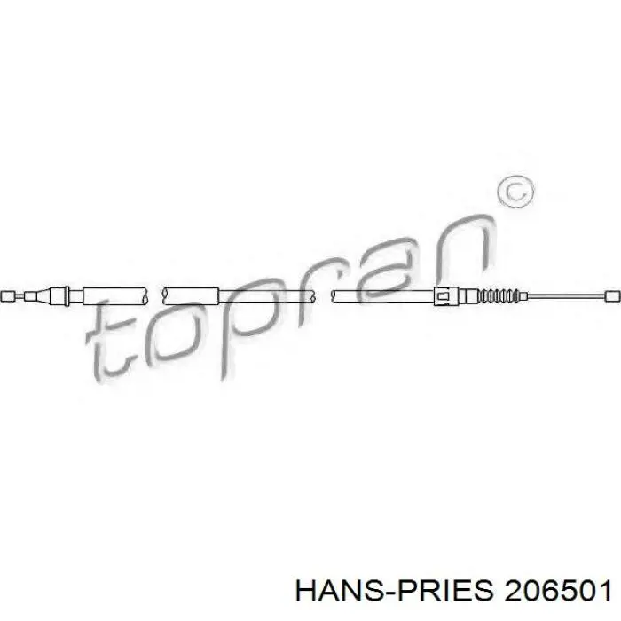 Трос ручного гальма задній, лівий 206501 Hans Pries (Topran)