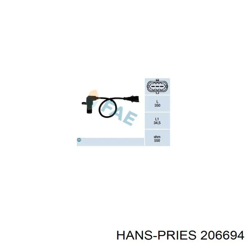 Датчик обертів колінвалу Hans Pries (Topran) 206694 ціна, від 17.40 USD