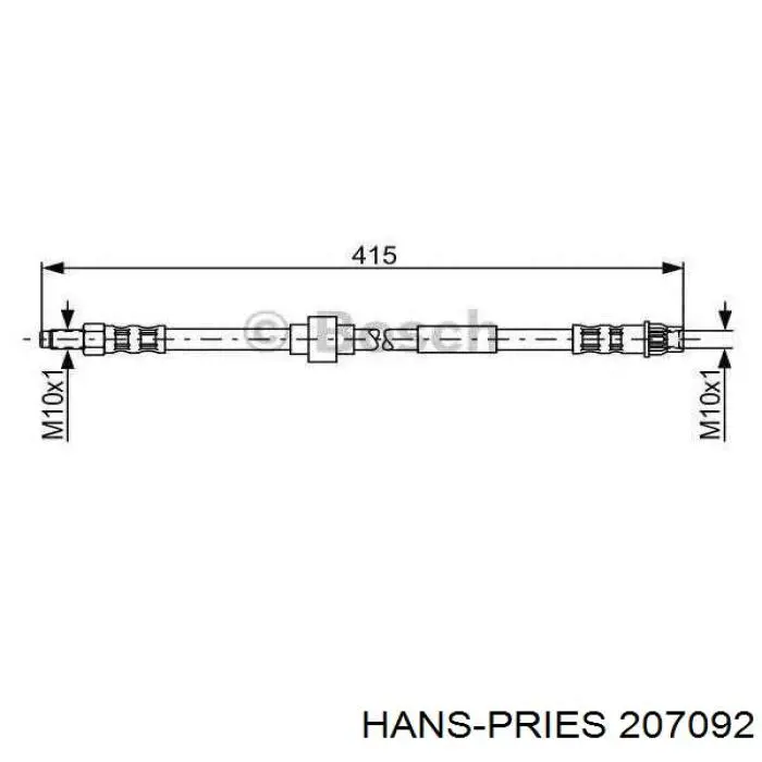 Шланг гальмівний задній Hans Pries (Topran) 207092 ціна, від 5.07 USD