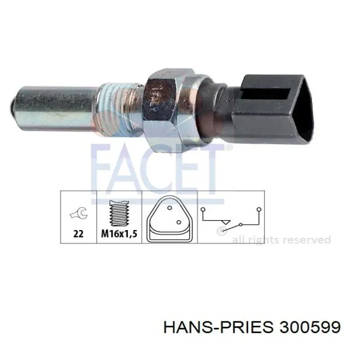 300599 Hans Pries (Topran) датчик включення ліхтарів заднього ходу