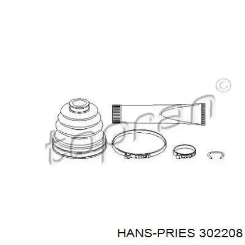 Пильник ШРУСа внутрішній, передній піввісі 302208 Hans Pries (Topran)