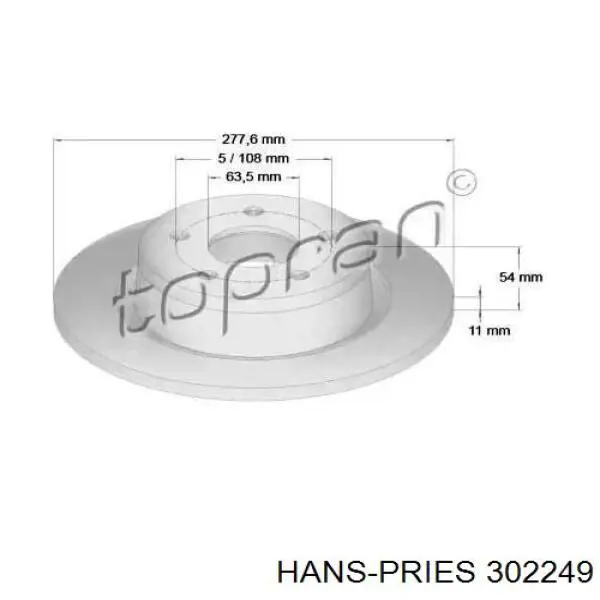 Задні дискові гальма Hans Pries (Topran) 302249 ціна, від 31.93 USD
