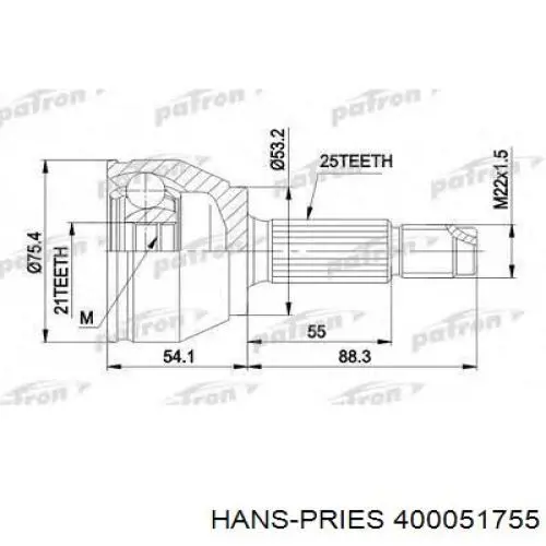 Сайлентблок переднього нижнього важеля 400051755 Hans Pries (Topran)