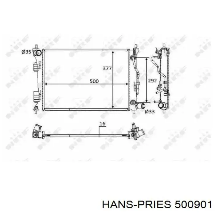 Вентилятор/крильчатка радіатора охолодження 500901 Hans Pries (Topran)