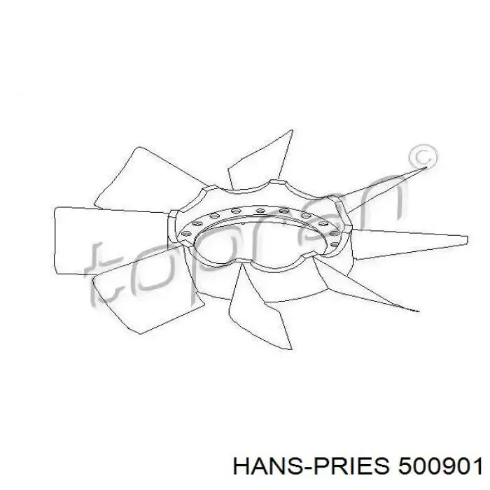 Вентилятор/крильчатка радіатора охолодження 500901 Hans Pries (Topran)
