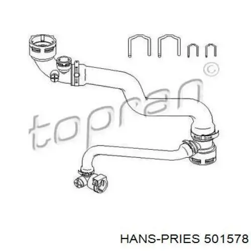 Шланг/патрубок радіатора охолодження, верхній Hans Pries (Topran) 501578 ціна, від 30.53 USD