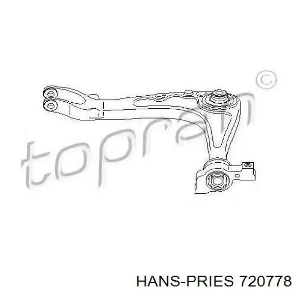 Важіль передньої підвіски нижній, лівий 720778 Hans Pries (Topran)