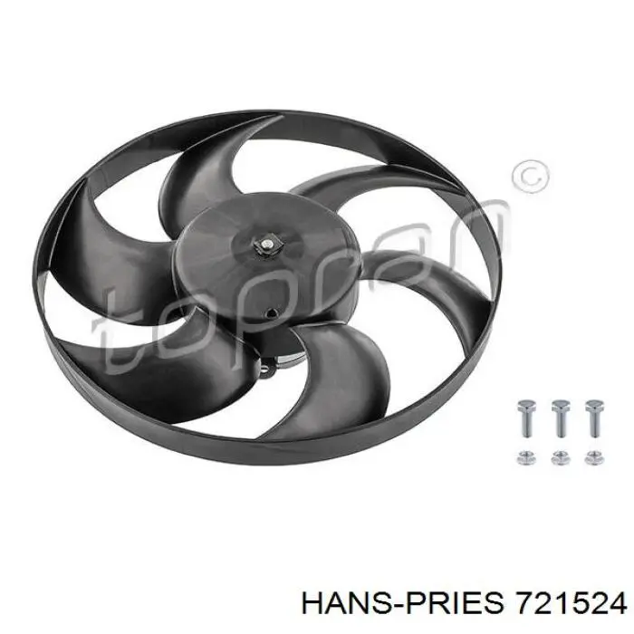 721524 Hans Pries (Topran) електровентилятор охолодження в зборі (двигун + крильчатка)