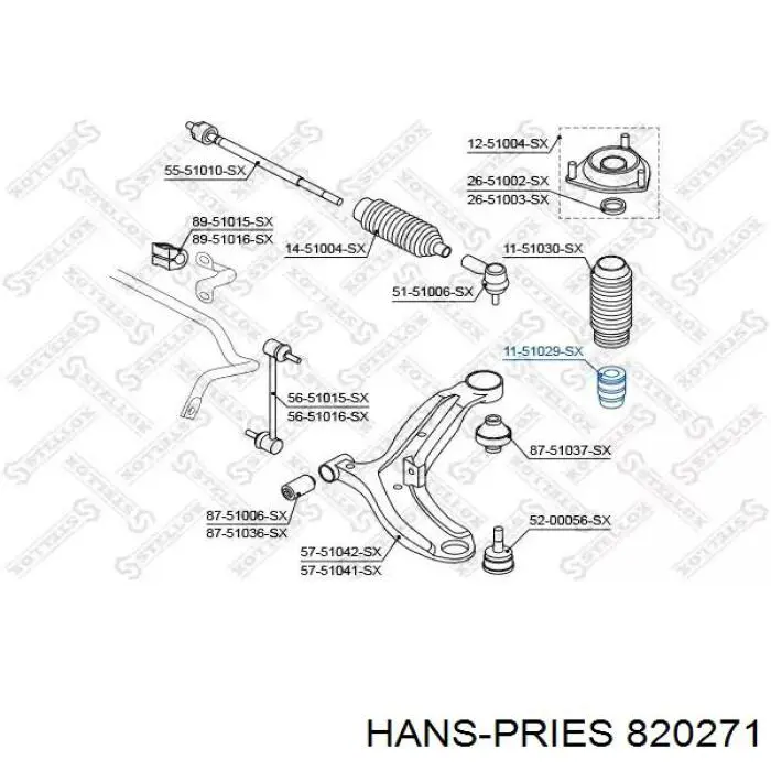 Купити 820271 Hans Pries (Topran) Буфер-відбійник амортизатора заднього