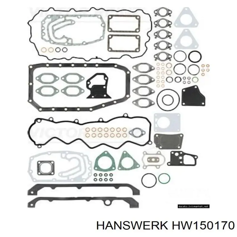 Комплект прокладок двигуна, повний Hanswerk HW150170 ціна, від 116.59 USD