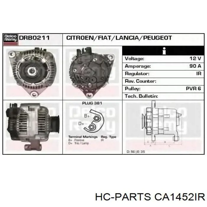 Генератор CA1452IR HC Parts