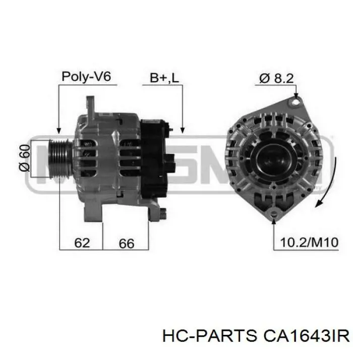 Генератор HC Parts CA1643IR ціна, від 142.91 USD