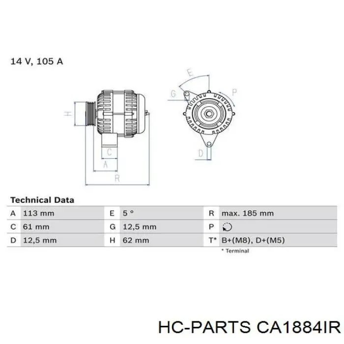Генератор автомобільний HC Parts CA1884IR