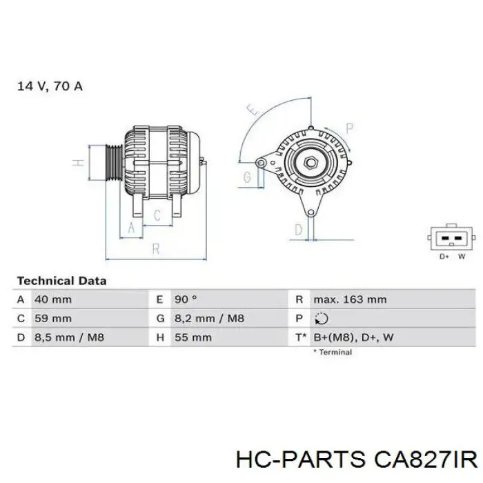 CA827IR HC Parts генератор