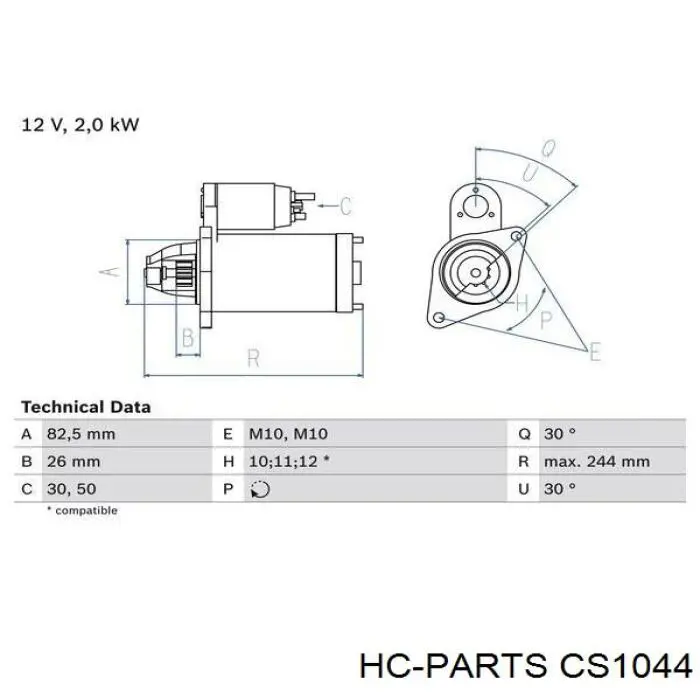 Стартер HC Parts CS1044 ціна, від 73.42 USD