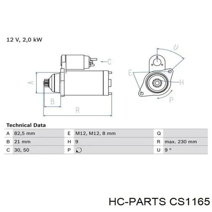 Стартер CS1165 HC Parts