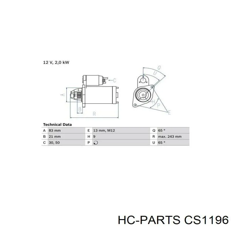 Стартер HC Parts CS1196 ціна, від 93.56 USD