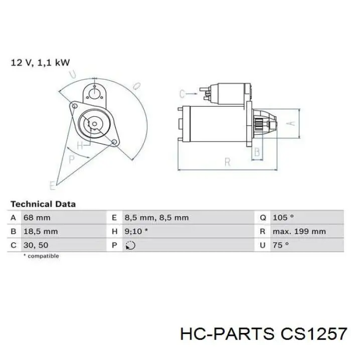 Стартер CS1257 HC Parts