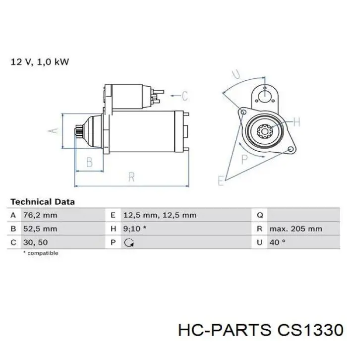Стартер HC Parts CS1330 ціна, від 49.55 USD