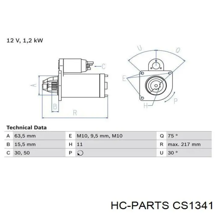 Стартер CS1341 HC Parts