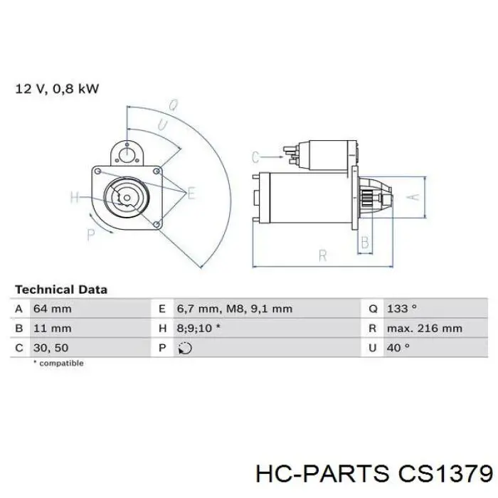 CS1379 HC Parts Стартер двигуна