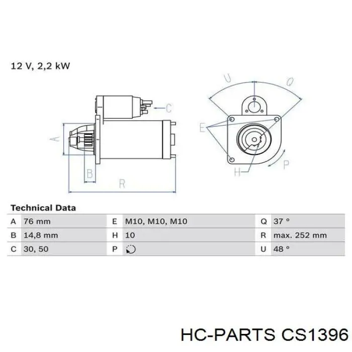 CS1396 HC Parts Стартер двигуна