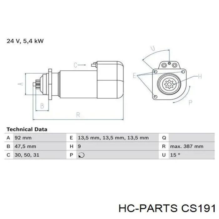 CS191 HC Parts стартер