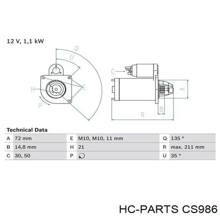 Стартер CS986 HC Parts