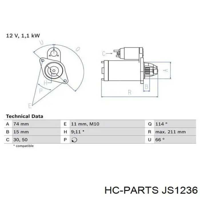 Стартер JS1236 HC Parts