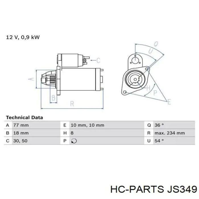 Стартер JS349 HC Parts