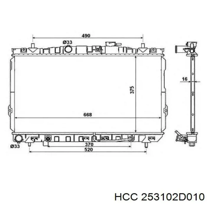 Радіатор основний HCC 253102D010 ціна, від 100.44 USD