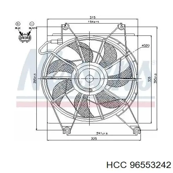 Дифузор радіатора охолодження, в зборі з двигуном і крильчаткою HCC 96553242 ціна, від 34.72 USD