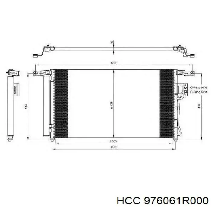 Радіатор кондиціонера Hyundai SOLARIS (SBR11) (Хендай Соляріс)