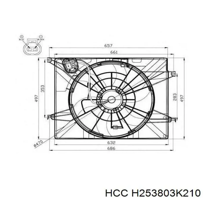 H253803K210 HCC дифузор радіатора охолодження, в зборі з двигуном і крильчаткою
