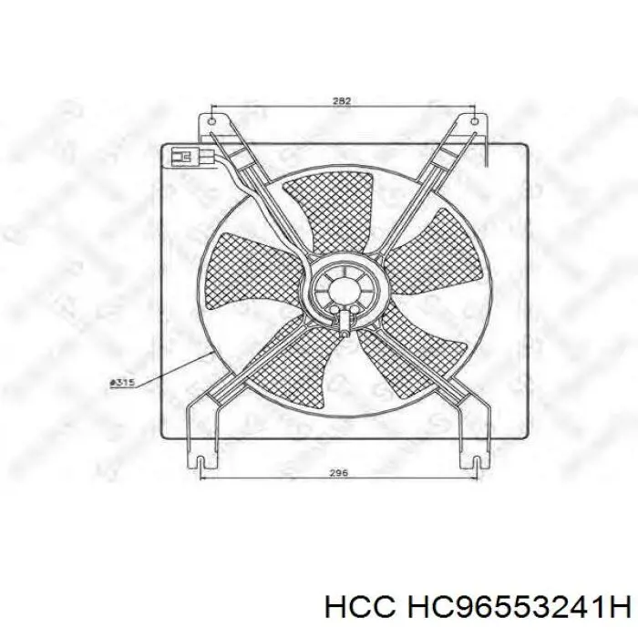 Електровентилятор кондиціонера в зборі (двигун + крильчатка) HC96553241H HCC